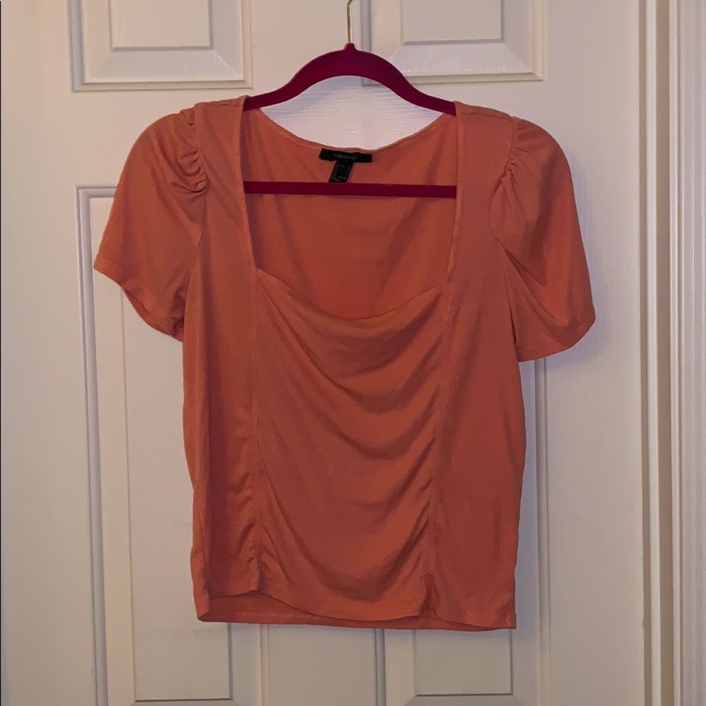 Forever 21 peach half shirt blouse